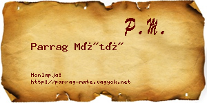 Parrag Máté névjegykártya
